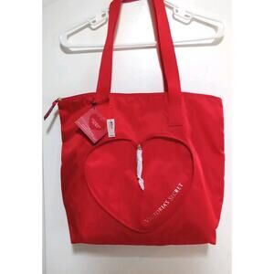 Victoria Secret Red Tote Bag NWT 15x15 Inches Inside Pocket Zippered